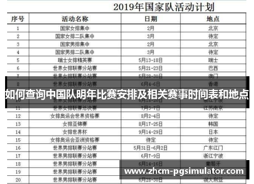 如何查询中国队明年比赛安排及相关赛事时间表和地点